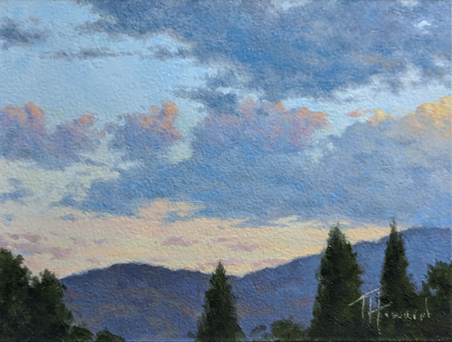 Backyard Sunset<br>6x8 oil on panel<br>available